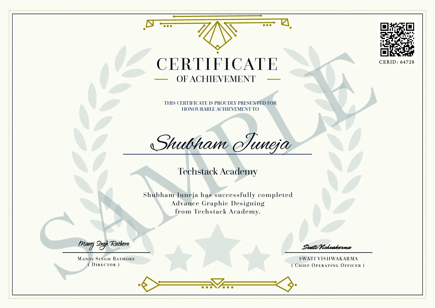 Advance Graphic Designing Training Certificate