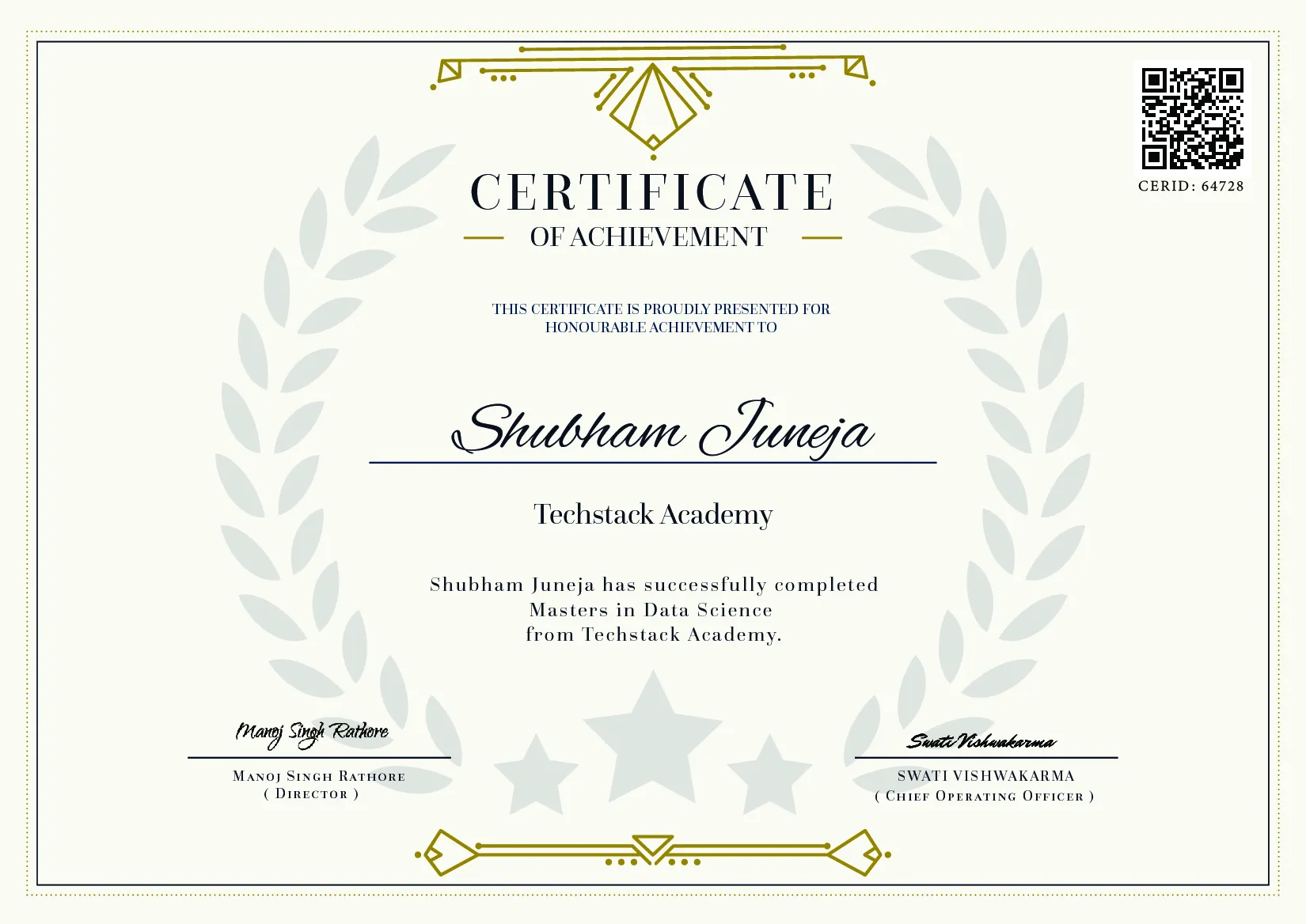  Master in Data Science Certificate